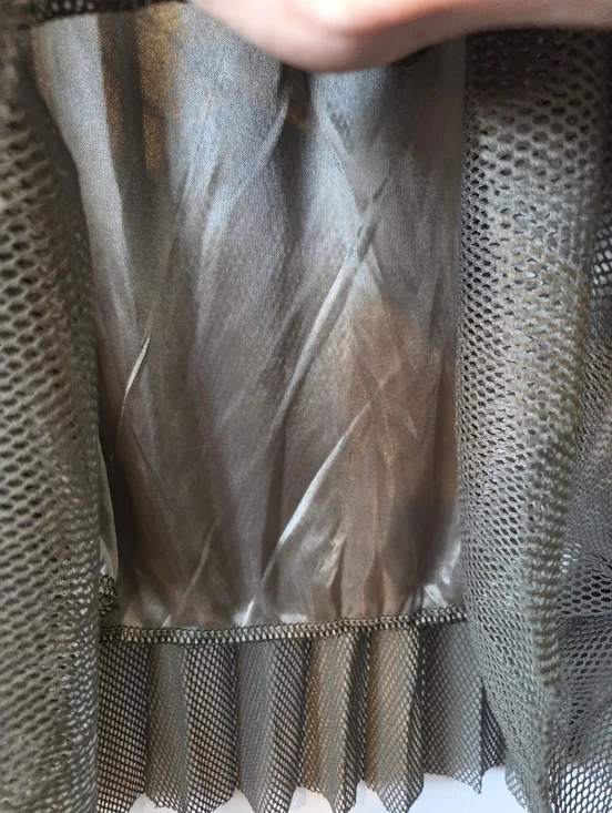 Pleated Mesh Maxi Skirt in Olive Green - Picture 4 of 6